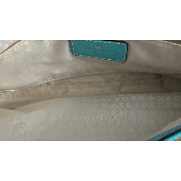 Kate Spade Aqua Bow Clutch Pre-Loved Turquoise Blue - Picture 6 of 11